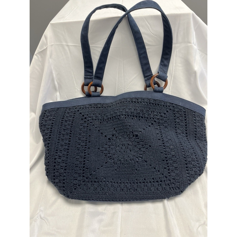 Talbots Navy Crochet Purse Handbag‎